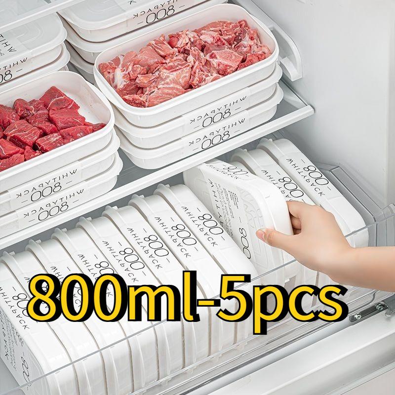 

Professional Freezer Organizer Set with Labeled Compartments, 5-Piece Stackable Meal Prep Containers - Airtight for Meat, Fish