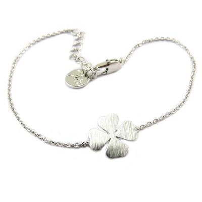 [P8260] - Handmade Silver 'Clover' Bracelet - 11x11 Mm