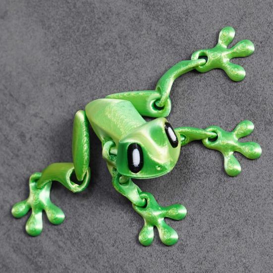 Movable Joints Frog Fridge Magnet 3D Printed Frog Fidget Toy Articulated Animal Model Figurine Magnetic Refrigerator Frog Decoration Ornament