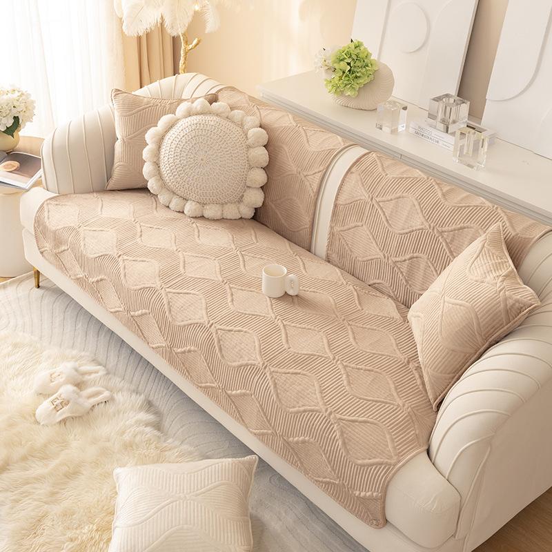 Light Luxury Style Sofa Cushion Winter Simple Cushion Four-season Anti-slip Plush Cover Backrest Towel