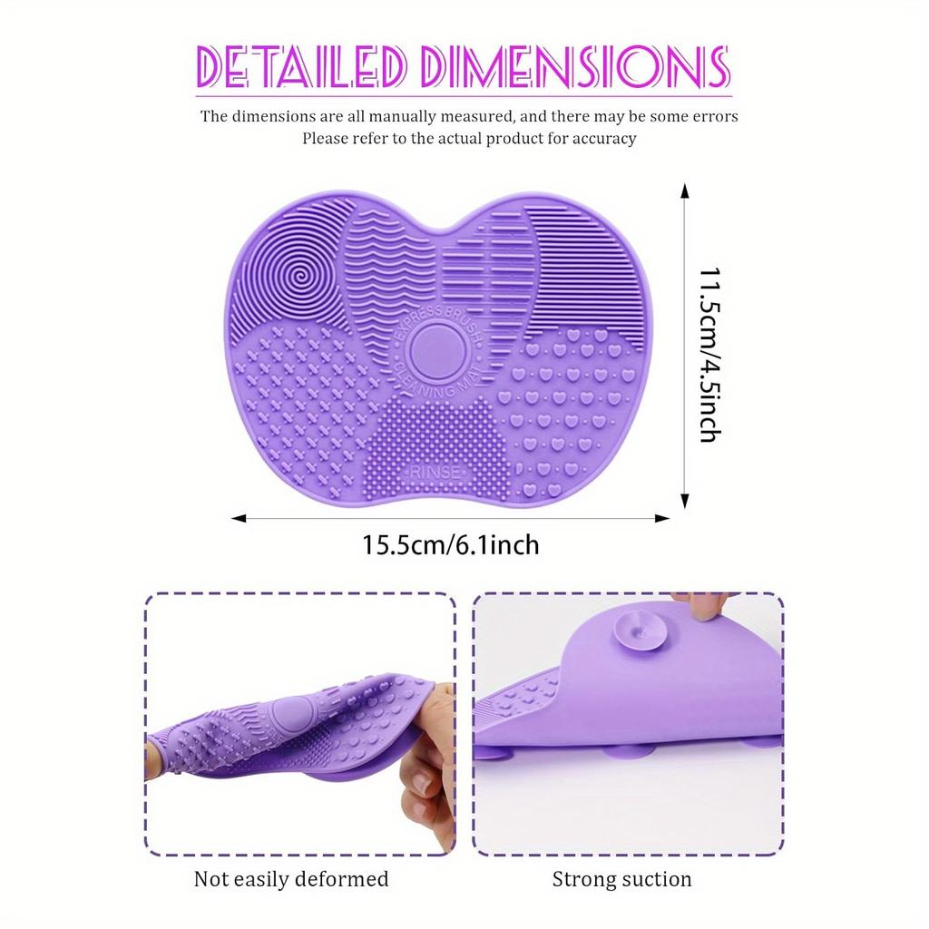 Silicone Makeup Brush Cleaning Pad With Suction Cup, Reusable, Easy To Clean, For Washing Makeup Brushes, Powder Puffs, Etc.