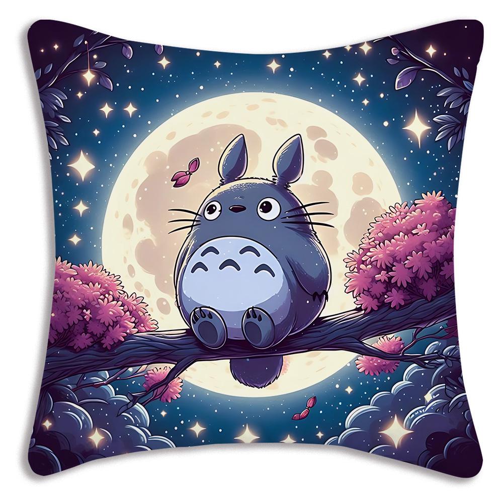 Hot Cartoon Cute Pillow Covers Cartoon Sofa Decorative Home Double-Sided Printing Short-T-Totoros Plush Cute Cushion Cover