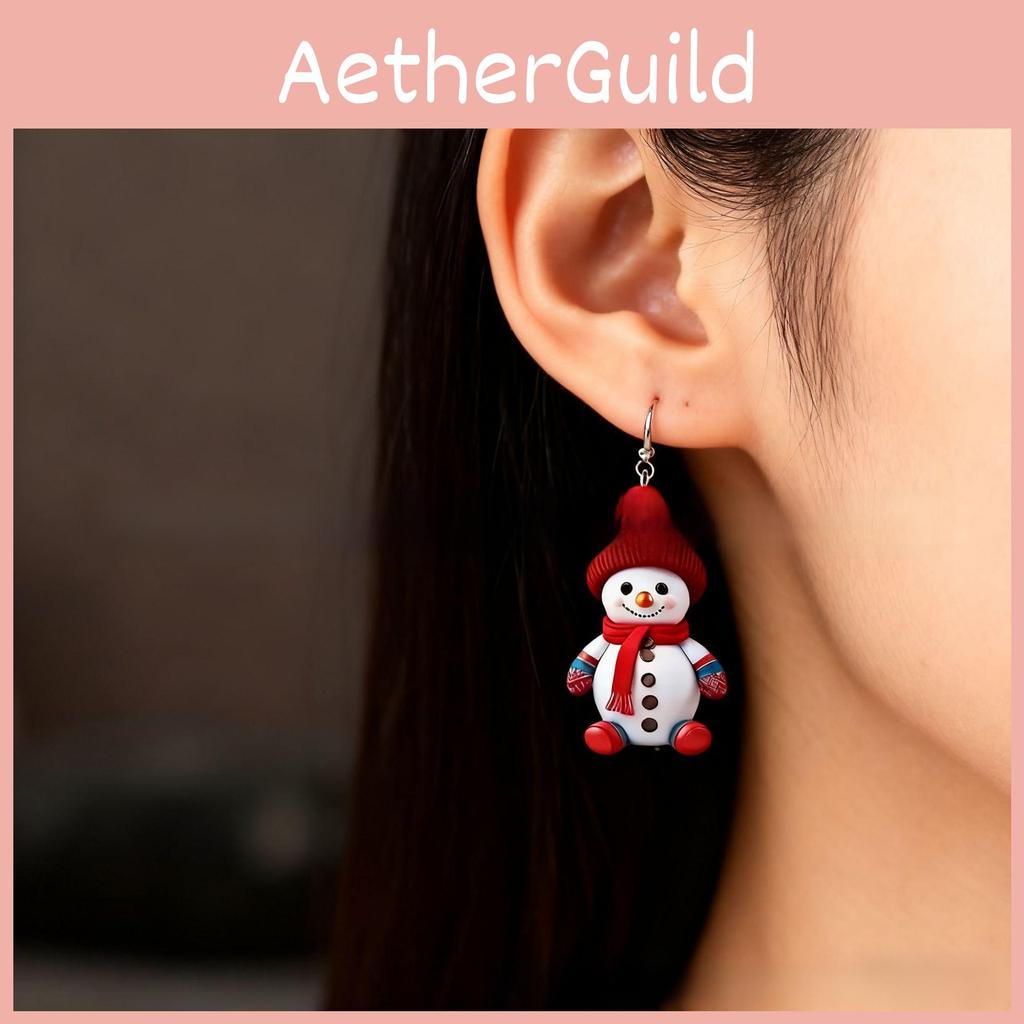 Winter Snowman Earrings With Silver Posts And Cute Design For Holiday Gift Giving