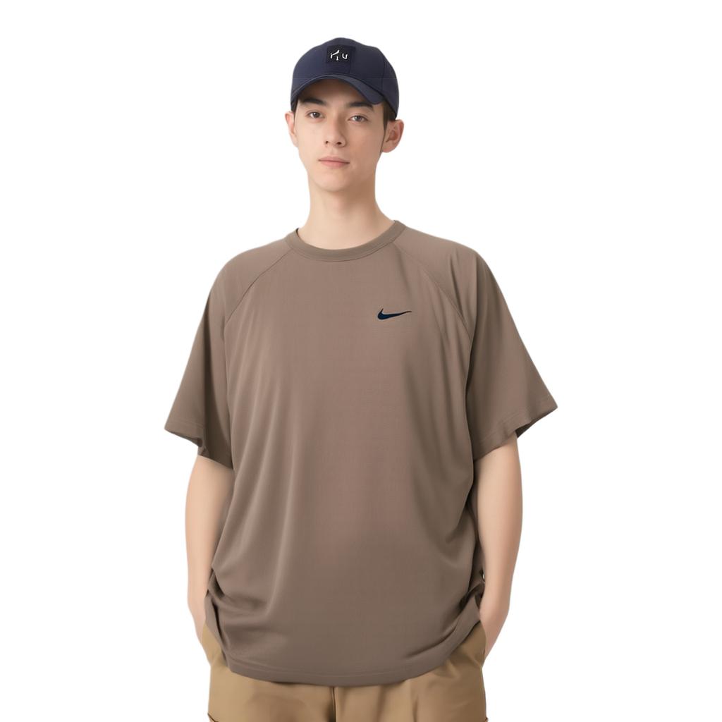 Nike Solid Color Casual Sports Loose Knit Crew Neck Short Sleeve Raglan T-Shirt Men Tops Brown DV9816-247