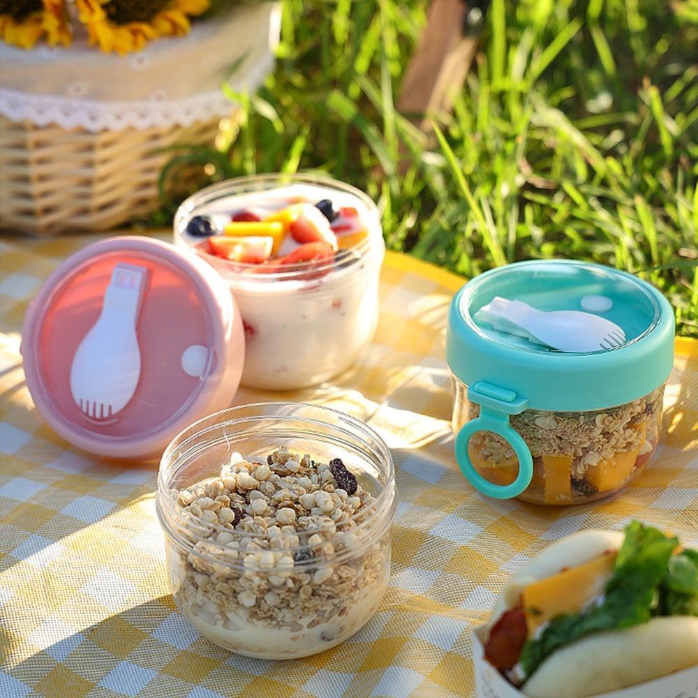 

With Spoon Oatmeal Cup Leak Proof Yogurt Jar Multi Purpose Breakfast Mug Home Storage зелений