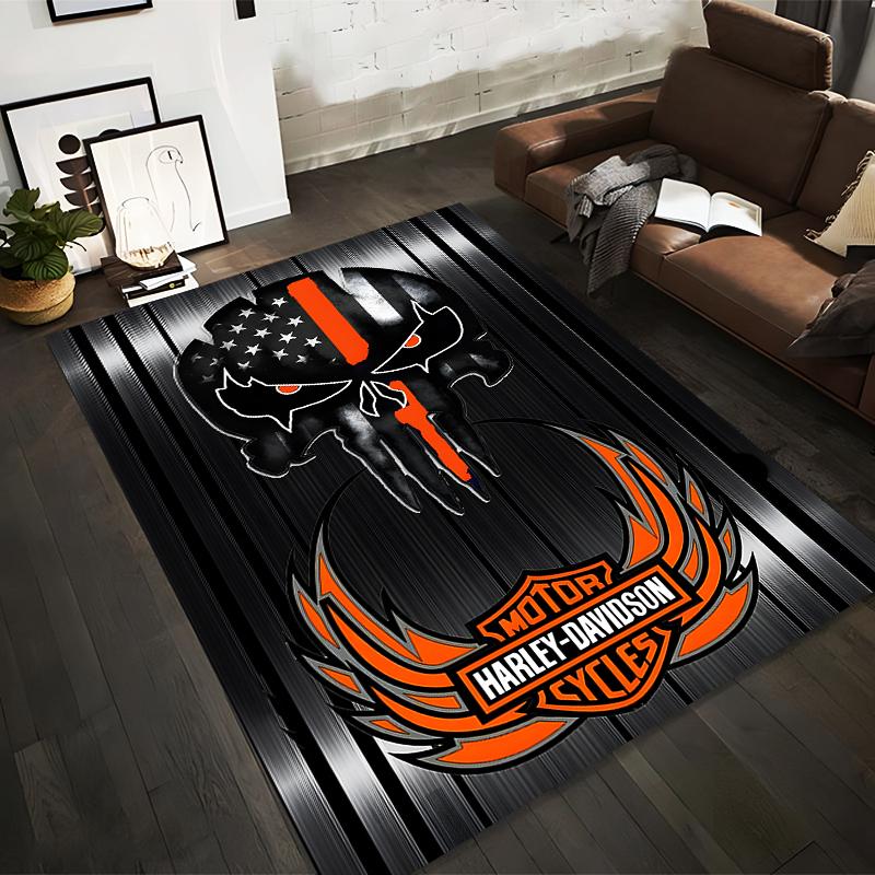 

Harley-Davidson Skull Pattern Rug with American Flag Design Suitable for use as an anti-slip for living room bedroom sofas 40x60cm( 15x23in )