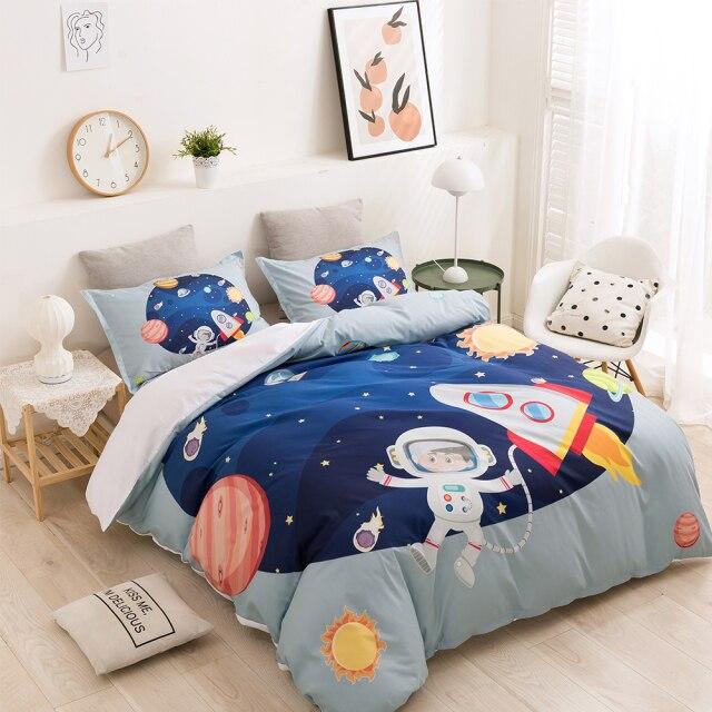 Cartoon Astronaut Space Pattern Bedding Set Duvet Cover For Kids Gifts Comforter Bedclothes Queen King Double Size Bed Linen At Affordable S Free Real Reviews With Photos Joom Cartoon Astronaut Space Pattern, Space Bedding King Size