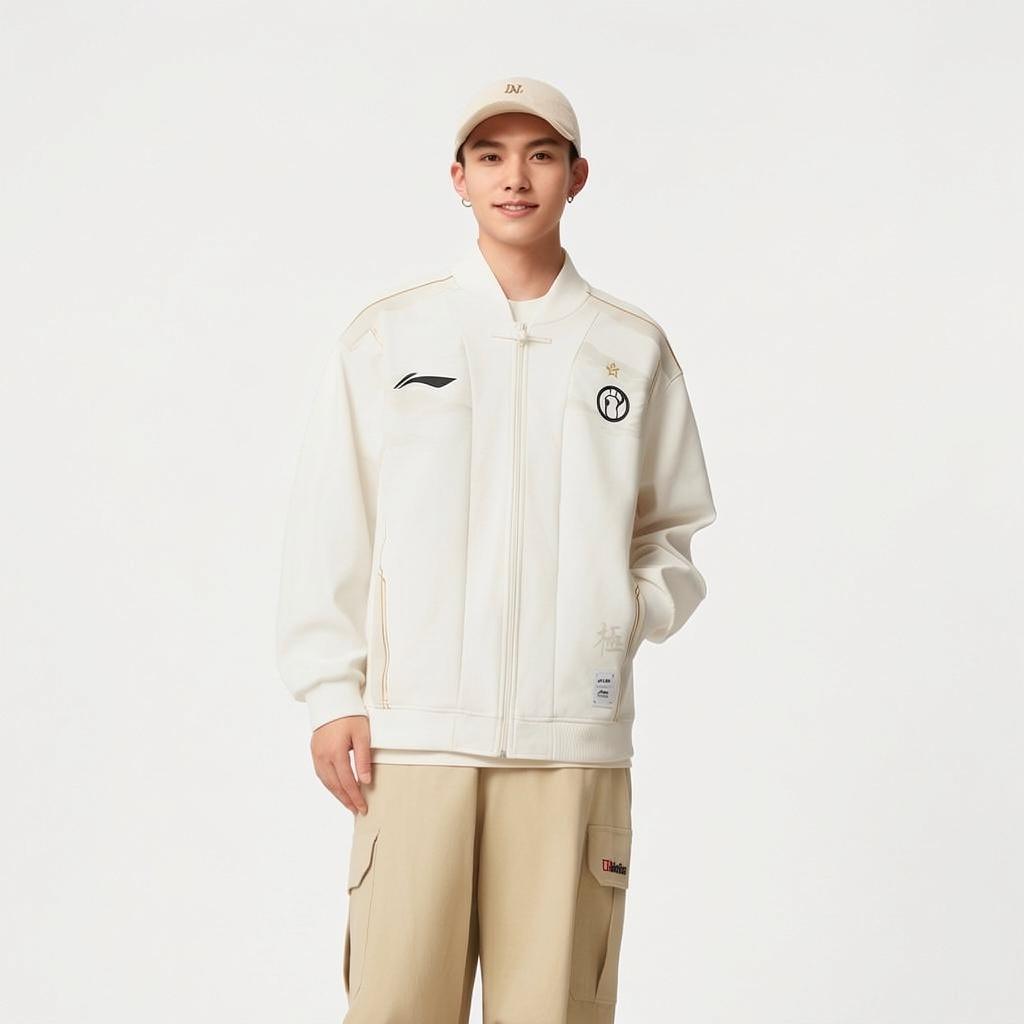 Li Ning X LPL Collaboration Sports Lifestyle Series Casual Simple Letter Loose Jacket Unisex Jacket Off-White AFDU731-1