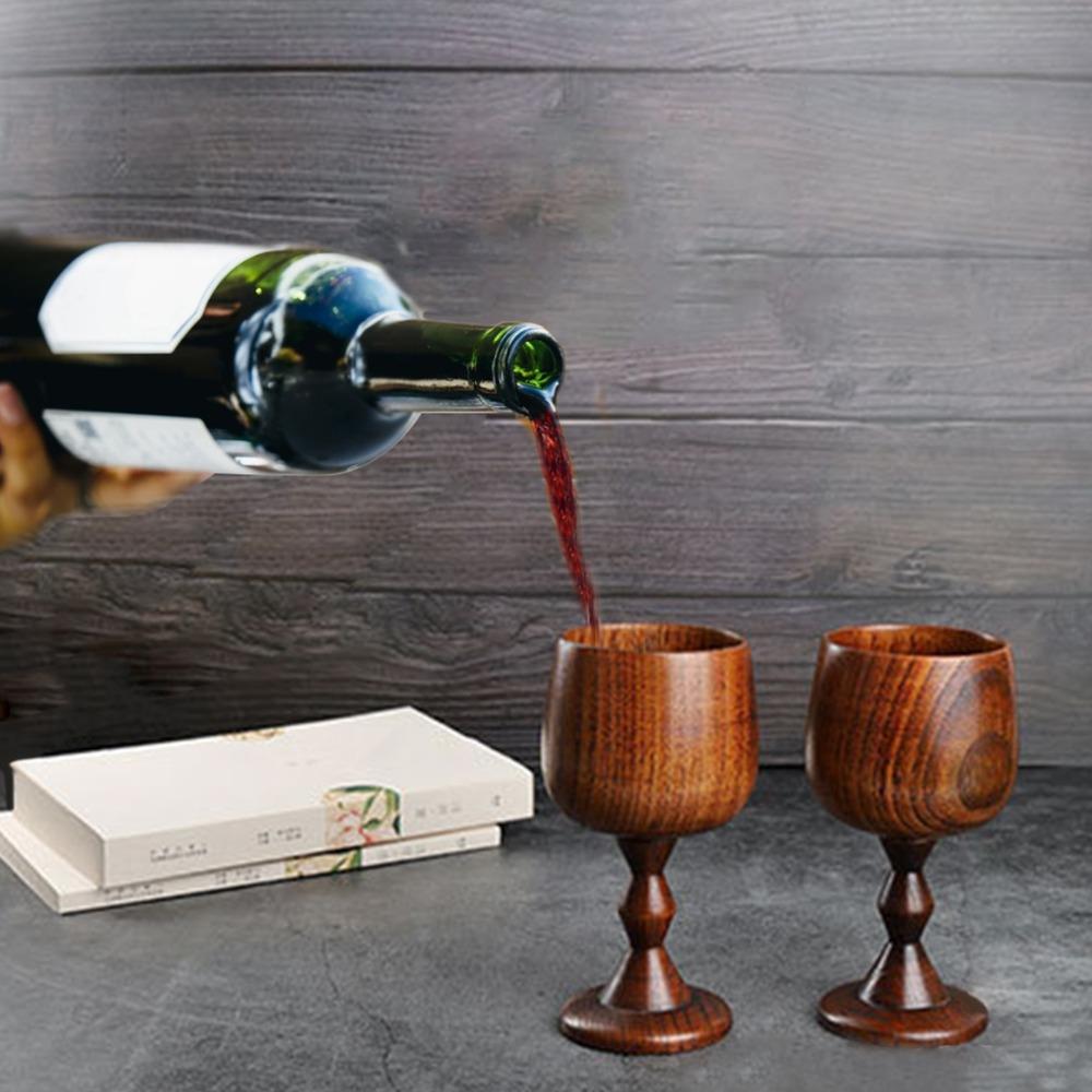 Solid Wood Wooden Wine Goblet Hand-made Jujube Wood Wooden Drinking Cup Wooden Mug  Drinking Wine