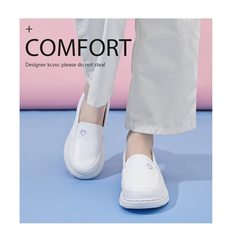 Bu Lan Ni Women's Genuine Leather Nurse Shoes – Breathable, Soft Sole, Non-Slip, Air Cushion, Comfortable for Medical Staff, Same Style as Hospital
