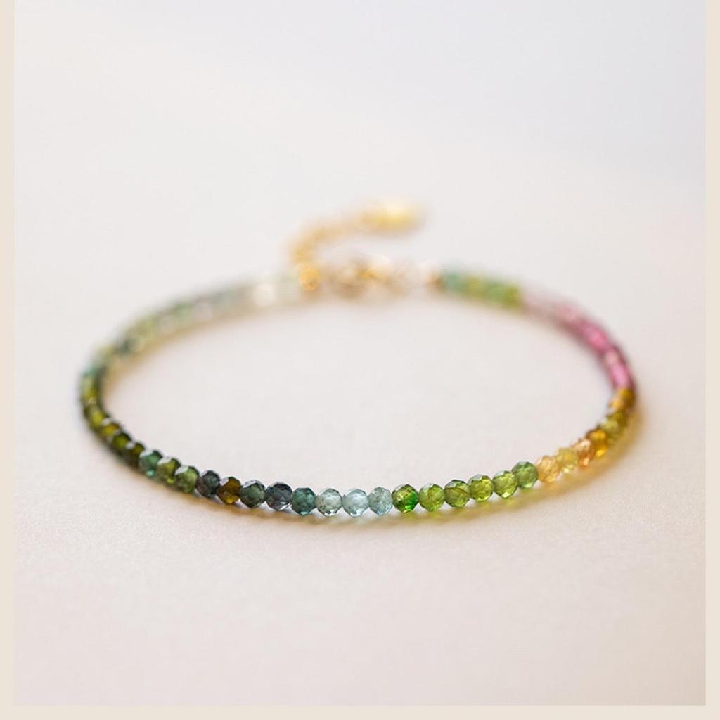 2mm Faceted Tourmaline Gemstone Bracelet for Women - Exquisite Brazilian Natural Crystal Jewelry