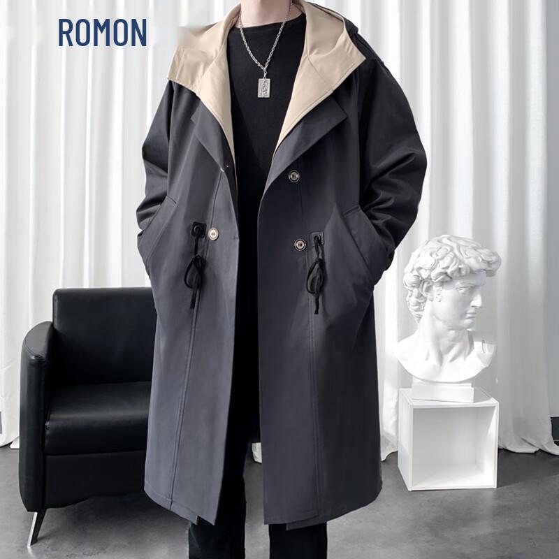 ROMON Мужское тренчкот средней длины с капюшоном 2XL