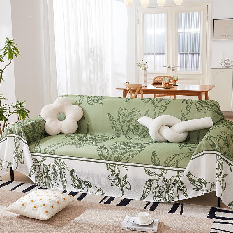 Summer Ice Silk Sofa Towel Muqing All-Inclusive Sofa Cover Dust Cover Cool Breathable Living Room One-Piece Sofa Cover Cloth