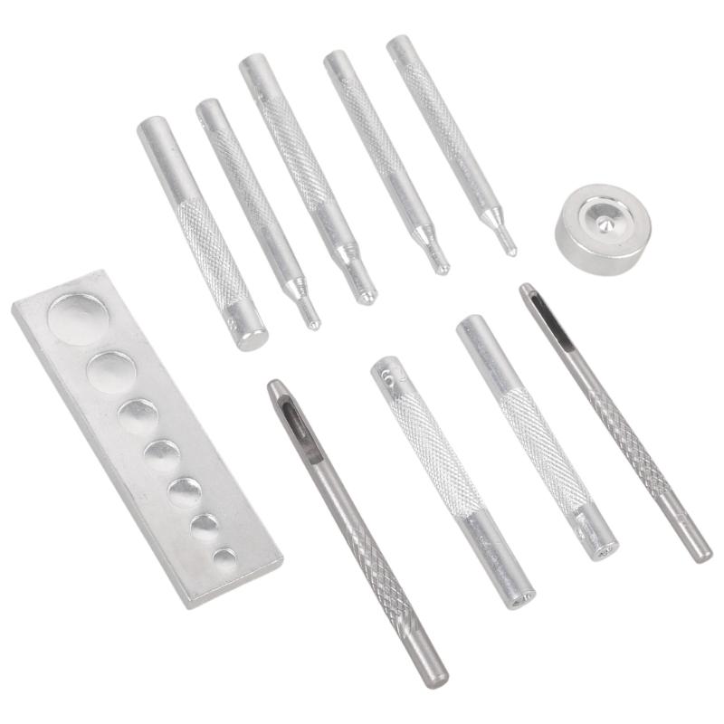 11 Pieces Leather Puch Tool Set Leather Craft Tool with Base Leather Punch Snap Kits Leather Craft Punch Hole Tool Kits 1