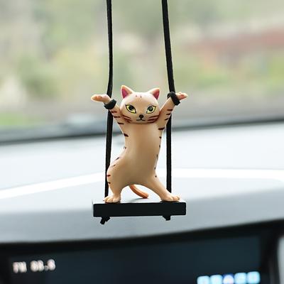 1pc Charming Cat Car Pendant, Cute Cat Dancing Cat, Creative Car Interior Rearview Mirror Decorative Pendant