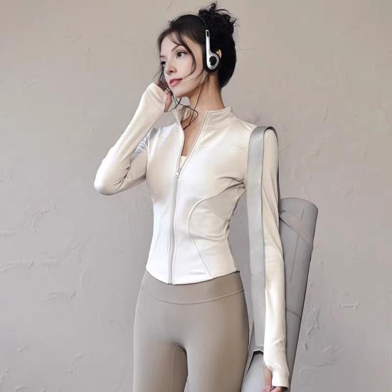 Dámská letní bunda s ochranou proti slunci Prodyšná Anti-UV Košile s dlouhým rukávem Lehká Outdoorová sportovní Jóga Neformální Jednobarevná Zapínání na zip