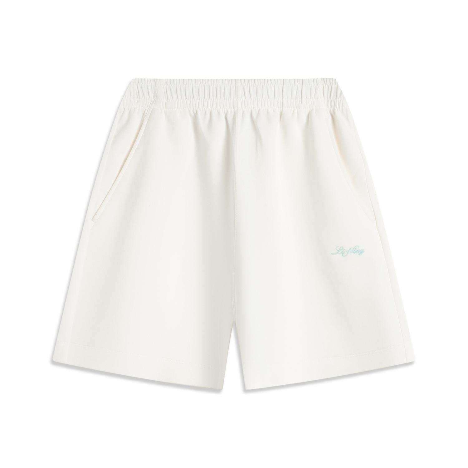 

Li-Ning Спортивная серия Тренд Однотонные Шорты средней посадки Дышащие Универсальные Прямые Повседневные Женские шорты Молочно-белый AKSV178-5 L