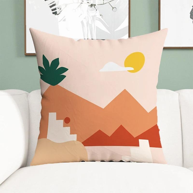Office Living Room Home Pillowcase Simple Illustration Landscape Pattern Pillowcase Car Ornaments
