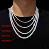 Hip-Hop 1 Row Cz Tennis Chain Necklace Cubic Zircon Iced Out 3Mm 4Mm 5Mm 6Mm 18/K Rapper Necklace Luxury Jewelry