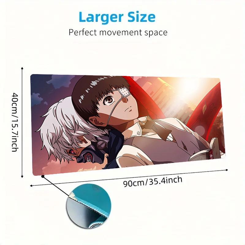 Tokyo Ghoul Mouse Pad, Large Gaming Desk Mat, Non-slip XXL Mousepad for Laptop & Tablet, Mini PC Playmat with Stitched Edges