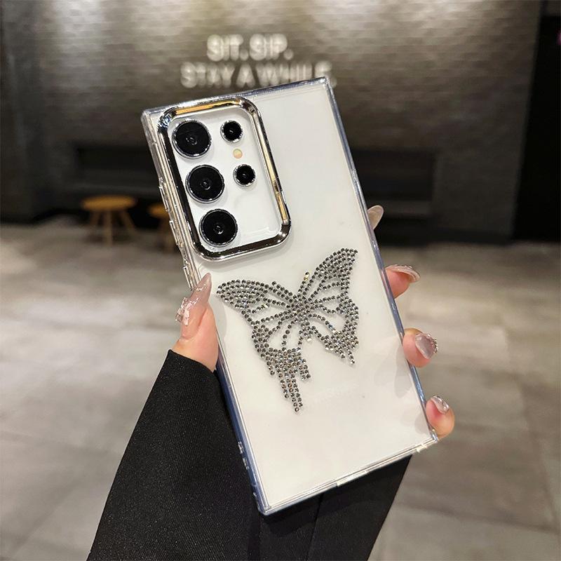 

Applicable To Samsung S25Ultraa15 Premium Sense Transparent Rhinestone S24Plus Soft Shell Light Luxury Butterfly Fashion Samsung a16
