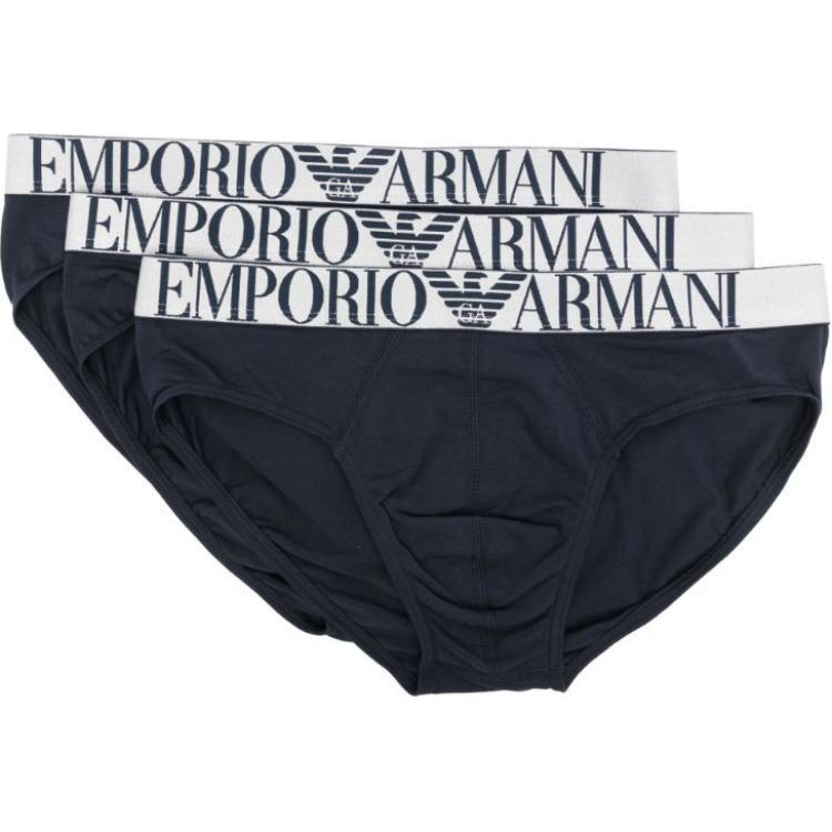 

Emporio Armani Letter Logo Embroidered Triangle Briefs 3-Pack Men underwear Navy-Blue 111734-4R726-40035 S