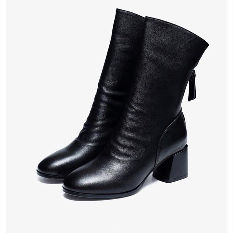 

Ботинки martin из мягкой кожи, женские осенне-зимние ботинки 2021, новые ботинки средней длины, ботинки телесного цвета с острым носком на толстом каблуке в британском стиле 36 чёрный