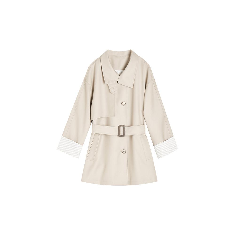 Chunxin casual retro style versatile stand-up collar small loose medium and long trench coat
