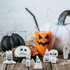 8pcs Resin Halloween Statues Luminous Ghost Coffin Pumpkin Stump Ghost Figures