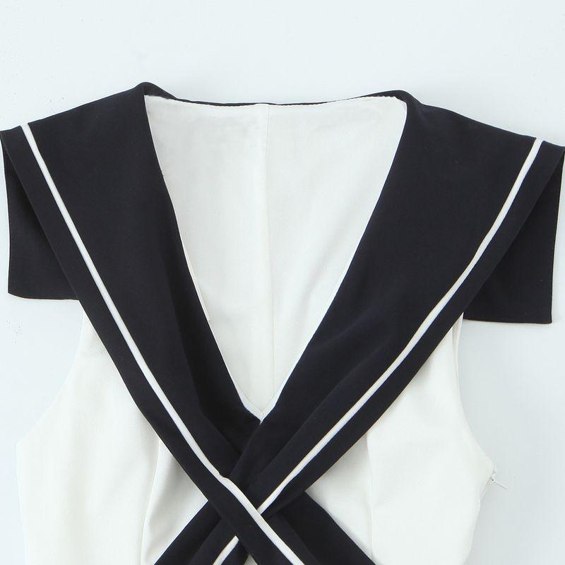 Kaslead New Women Clothes Western Style Fashion Simple Patchwork Short Dress 4661392