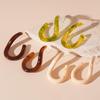Retro Candy Color Resin Geometric U-Shaped Silver Stud Earrings for Women