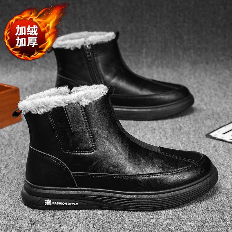 Snow boots winter velvet warm thickened Northeast high-top cotton shoes fur integrated sleeve Martin boots