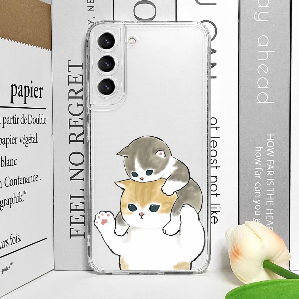 Cute Animal Cat Couple Lovers Phone Case for Samsung Galaxy A55 A54 A53 A52 A51 A70 A32 A31 A22 A13 4G 5G Clear Soft Cover Shell