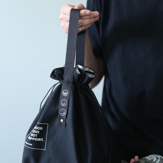 Bento Bag Adjustable Wide Opening Canvas Drawstring Design Lunch Handbag Picnic Accessories
