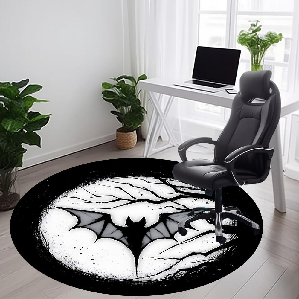 1pc Bat Symbol Office Round Area Rug, Indoor Mat Suitable ForOffice, Under Office Chairs Bedroom Living Room Home Decor, Room Deco U15