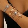 Bohemia Sun Flowers Round Vortex Opening Bracelets for Women Ladies Vintage Double Layer Hollow Bangles Vacation Jewelry Gifts