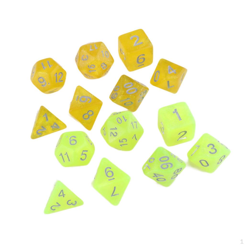 14 Pieces Polyhedral Dices Set Acrylic D4-d20 Game Playing Multi Sided for