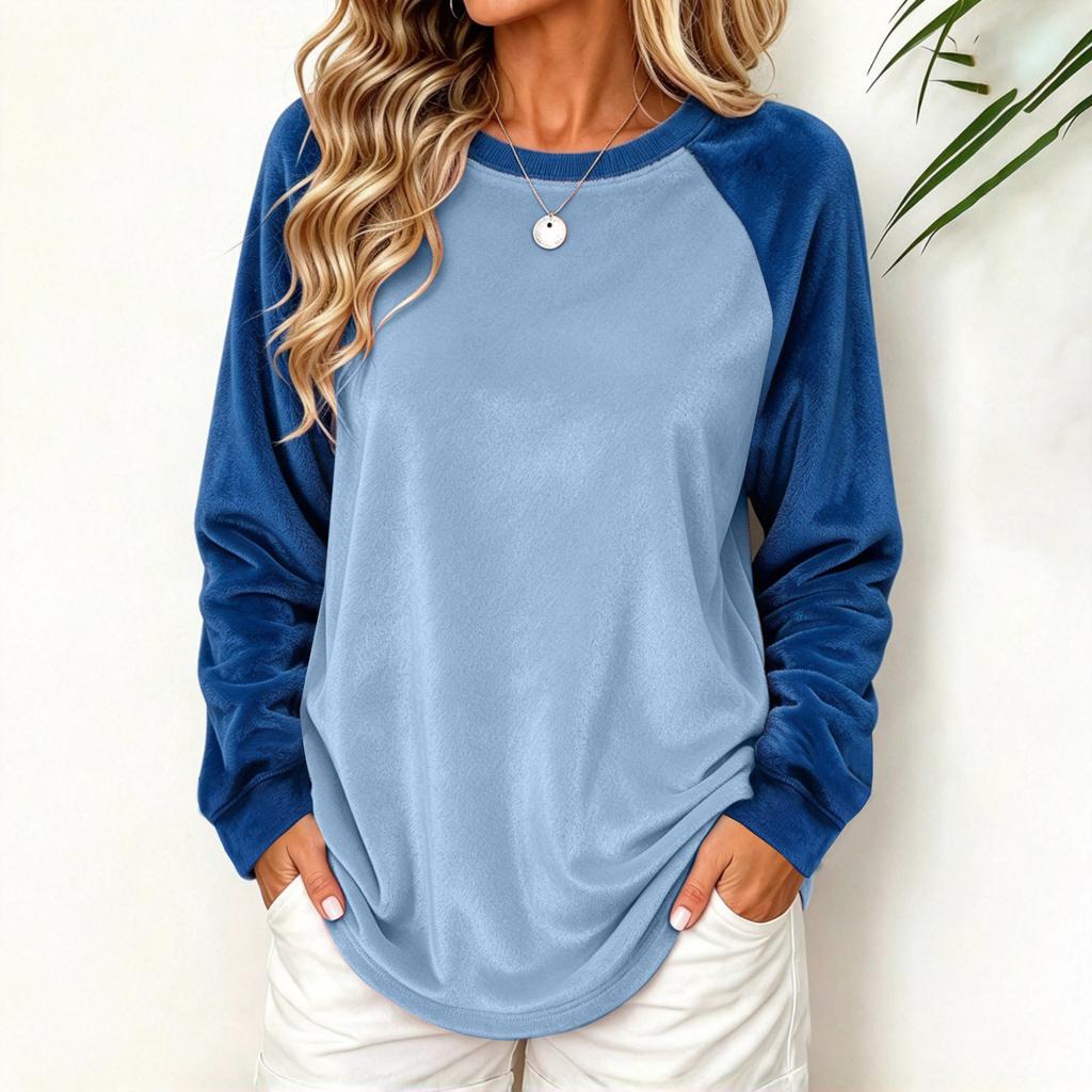 Women's Velvet Color Block Top