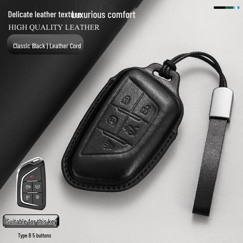 Genuine Leather Key Case for Cadillac: Compatible with CT6, XT5, XT4, XT6, CT4, CT5, XTS, GT4, and ATSL Models.
