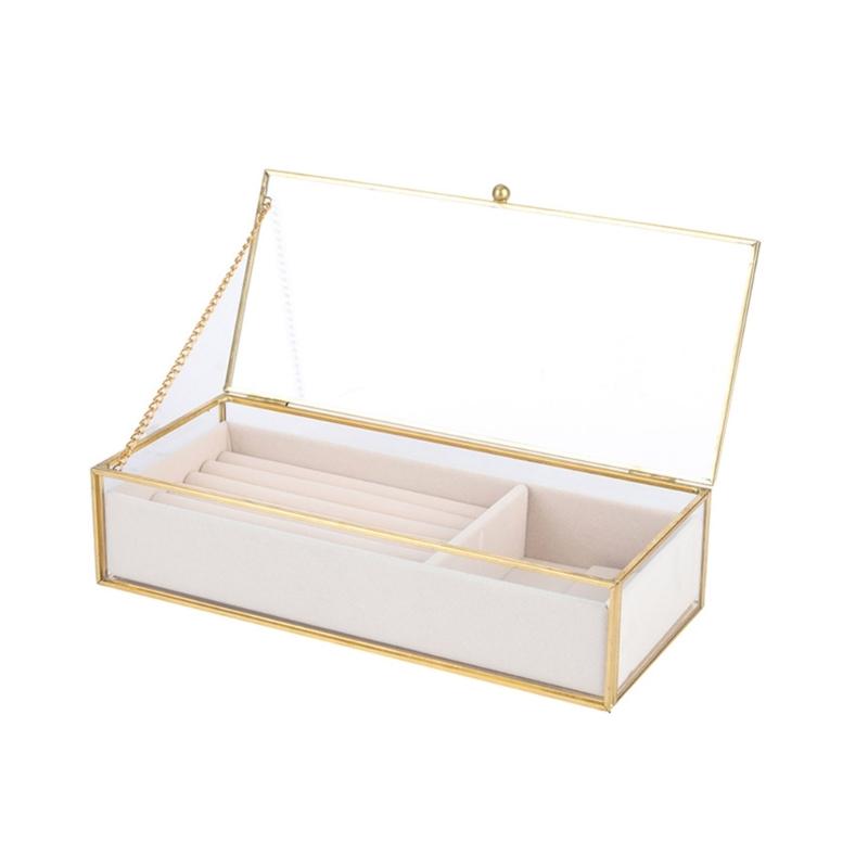 

Clear Glass Jewelry Organizer Women Accessory Display Case Glass Jewelry Box Jewelry Storage Solution Glass Texture 1
