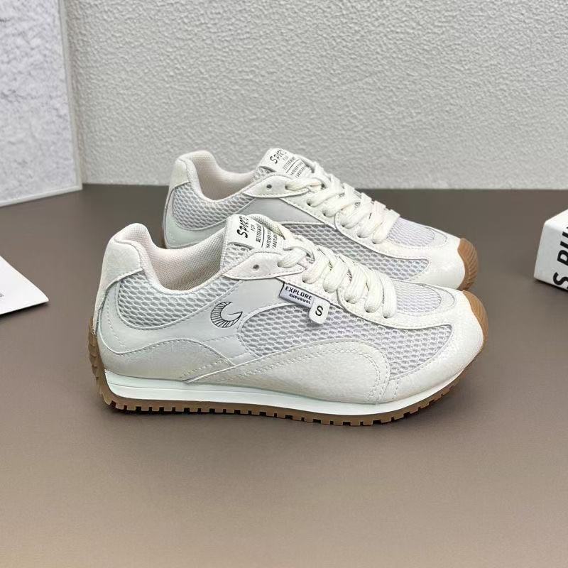 

Autumn new comfortable versatile soft sole color matching casual sports shoes little white shoes retro style 35 бежевый