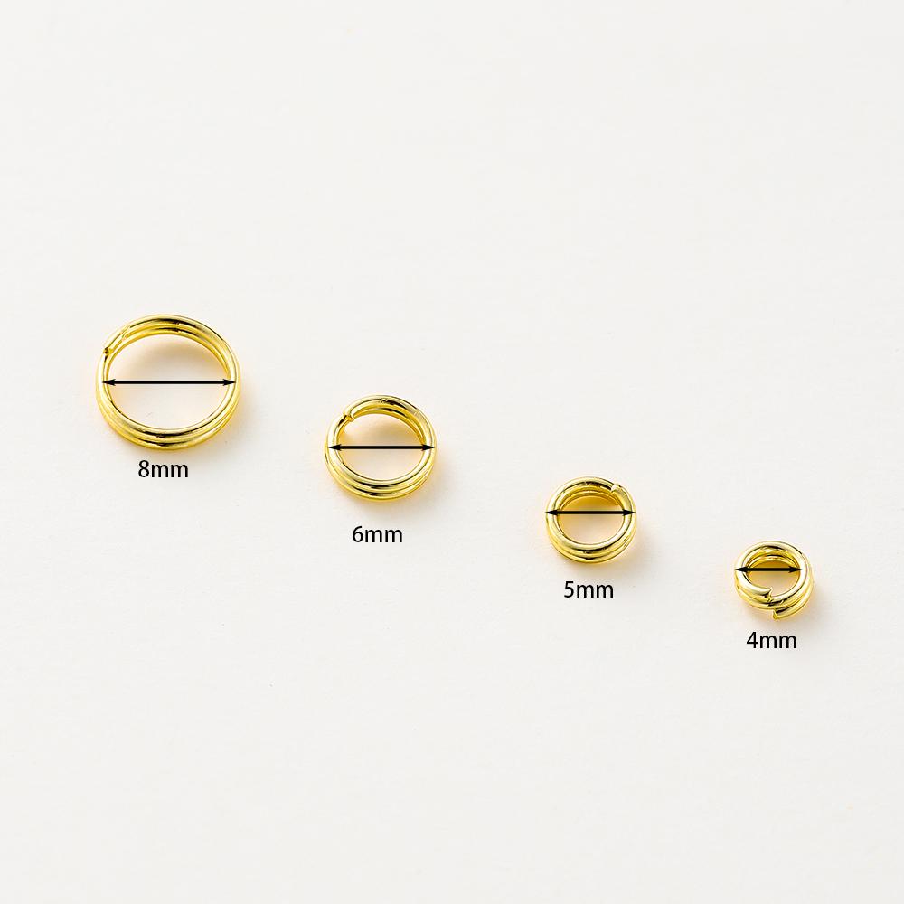 50pcs/lot 4-8mm 14K 18K Gold Plated Brass Double Loops Keyring Jump Rings Split Ring Connectors For DIY Jewelry Making  Findings