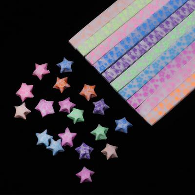 210 piezas/lote de papel de tiras plegables fluorescentes con forma de estrella de la suerte que brilla en la oscuridad para origami, los mejores deseos, regalo artesanal, decoración de papel artesanal