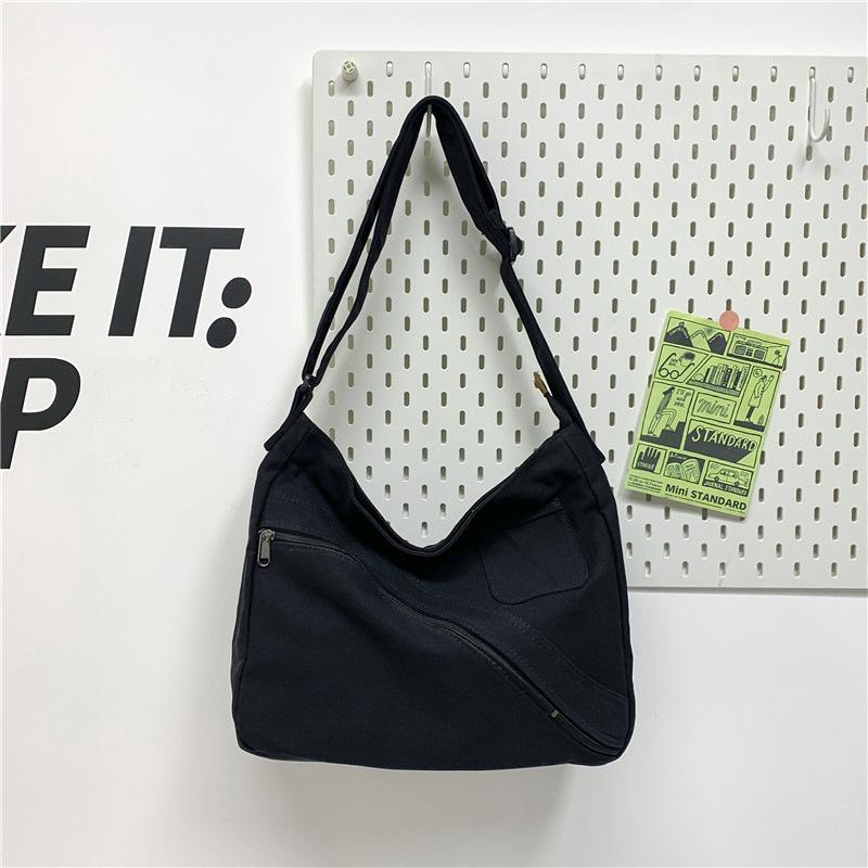 Casual canvas tote bag women's new college students class simple shoulder bag large capacity versatile messenger bag