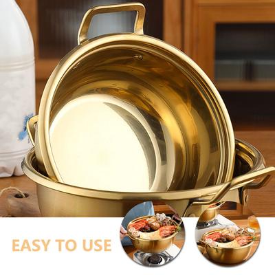 Stainless Steel Korean Style Ramen Pot Dual Handles Lid Leak-Proof Soup Pot Noodle Cooker Instant Noodles Cooker