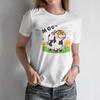 Tricou Adorabil de Damă cu Mânecă Scurtă „MOO~” cu Imprimeu Vesel de Vacă pentru un Stil Estival Relaxat