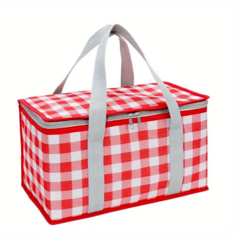 

Outdoor Folding Picnic Basket Aluminum Foil Thickened Thermal Insulation Lunch Bag Camping Fruit Food Storage Basket Portable Bento Bag
