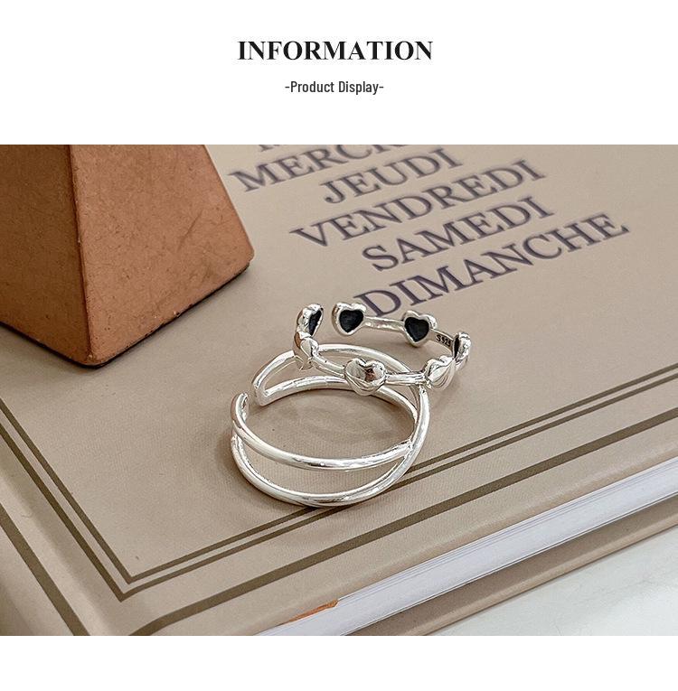 Yinruitai S925 Sterling Silver Korean Heart Design Thin Band Ring for Women