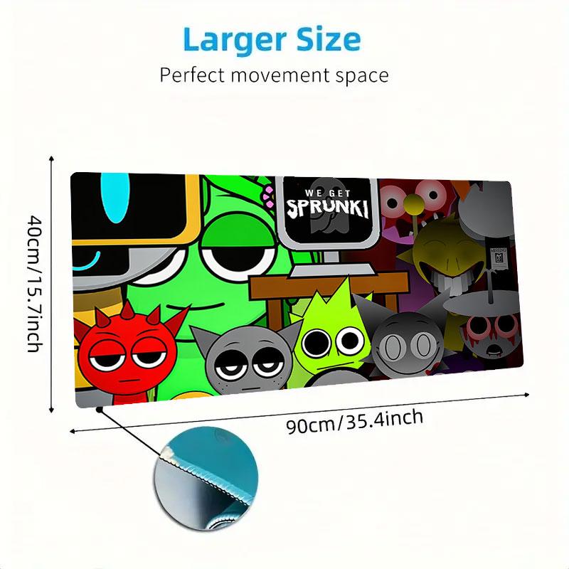 Tappetino per Mouse Sprunki, Tappetino da Scrivania XXL per Gaming, Mousepad Antiscivolo XXL per Laptop e Tablet, Tappetino per Mini PC con Bordi Cuciti