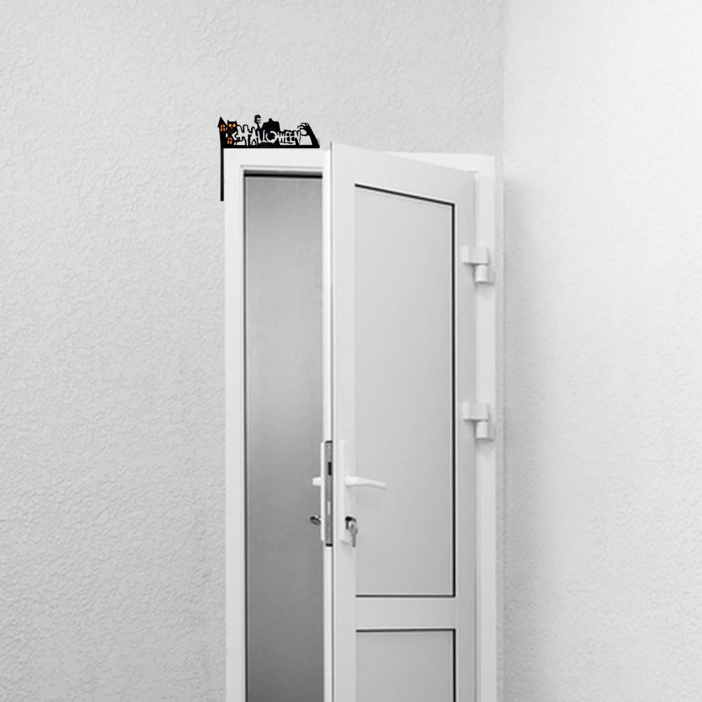 Door Corner Wooden Ornament Halloween Door Hanging Corners Sign Spooky Bat Spider Web Halloween Door Corner for Indoor
